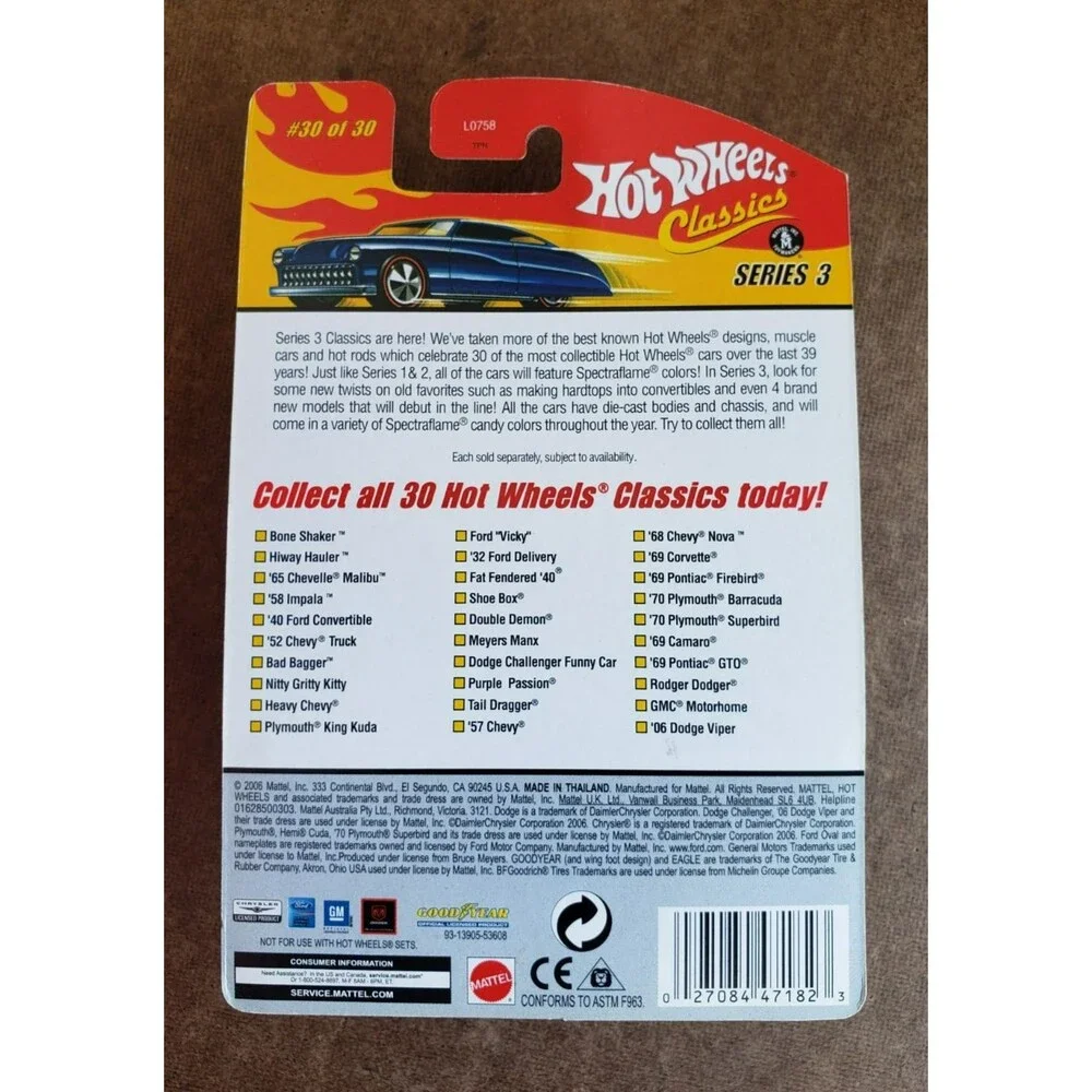 2007 Hot Wheels '06 DODGE VIPER Spectraflame GOLD CLASSICS SERIES #30/30 RL5SP